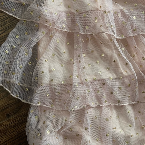 BNWT Mesh pink ruffle with dot of golden drss - Picture 7 of 10